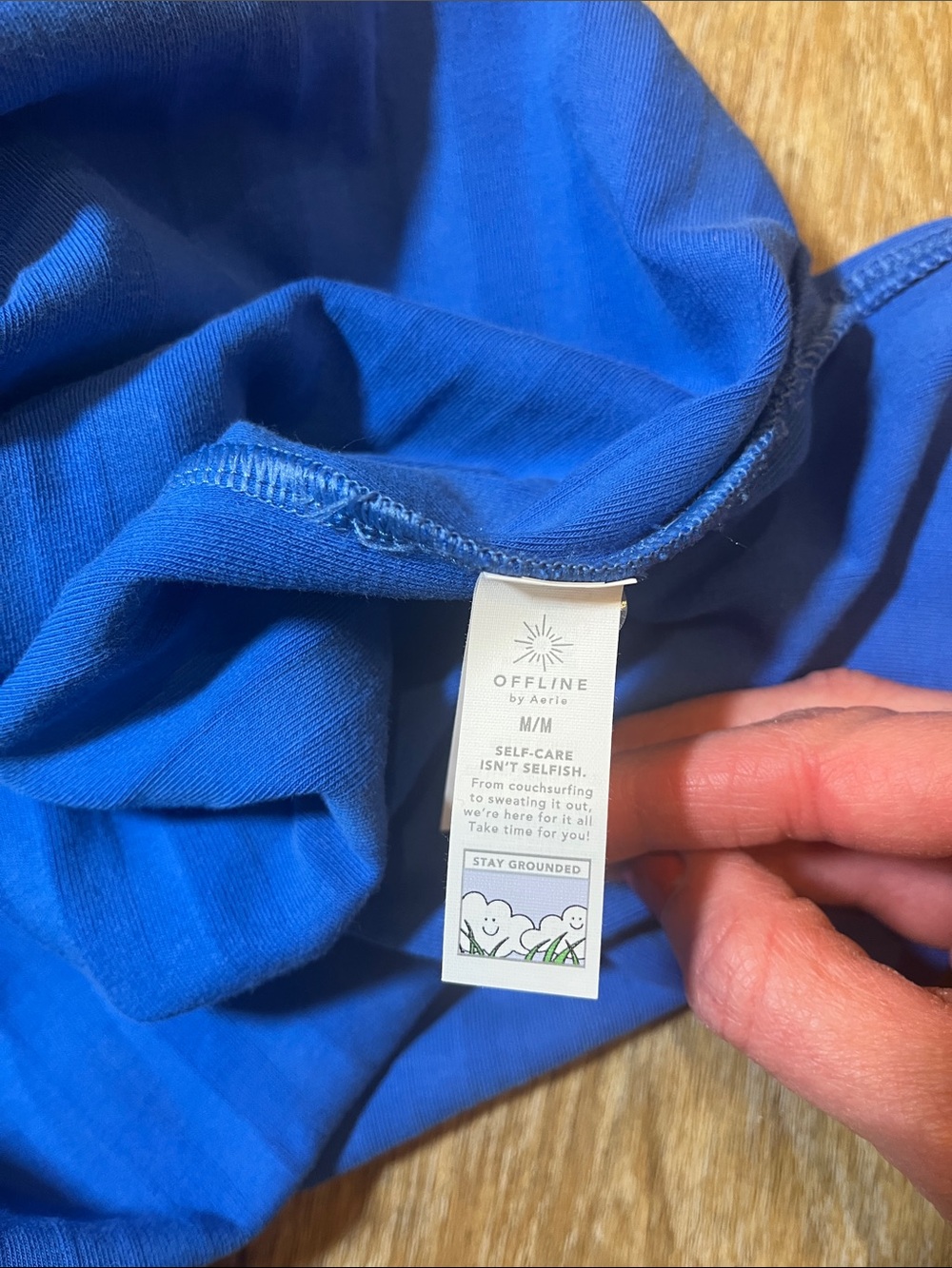 NEW Aerie Offline Blue Midi Skirt Medium M Ribbed Cotton Stretch OG Groove Slit - Picture 11 of 12